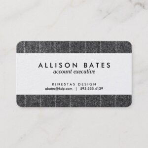Charcoal Gray Pinstripe Tweed Slate Black Fabric Business Card