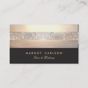 Chic and Elegant Sequin Gold Black Striped Business Card