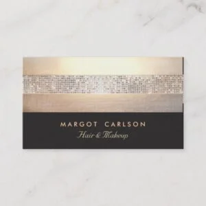 Chic and Elegant Sequin Gold Black Striped Business Card