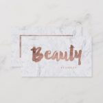 Chic beauty modern rose gold typography marble business card