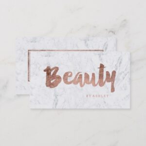 Chic beauty modern rose gold typography marble business card