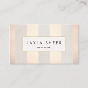 Chic Designer & Stylist Striped Beige Light Copper Business Card