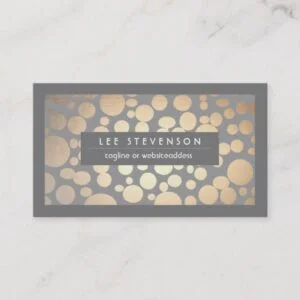 Chic Fun Gold Circles Gray Trendy Designer Business Card