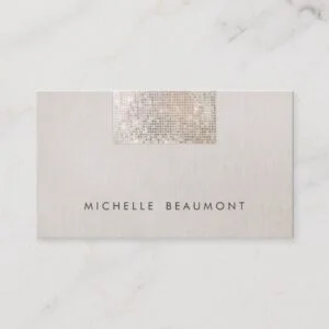 Chic Modern Beauty Salon Faux Sequin Beige Business Card