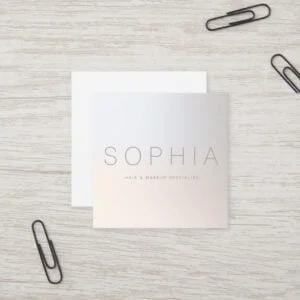 Chic Modern Minimalist Luminous Silver Square Square Business Card