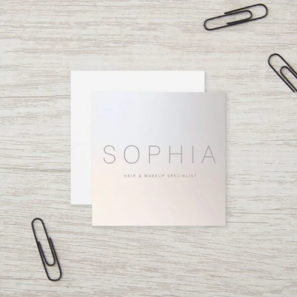 Chic Modern Minimalist Luminous Silver Square Square Business Card