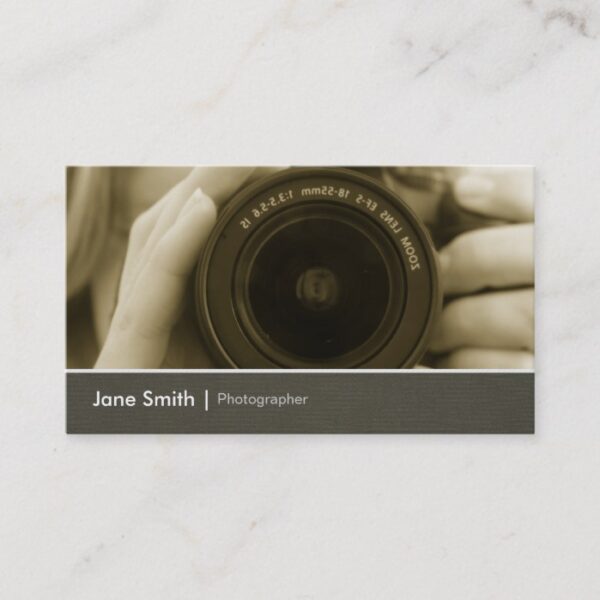 Chic Photographer Photojournalist Camera Lens Business Card