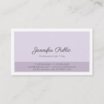 Chic Purple White Sleek Professional Elegant Plain Business Card