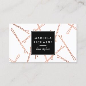 Chic Rose Gold Bobby Pins Hair Stylist Salon Business Card
