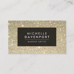 Classic Gold Glitter Makeup Artist Business Card