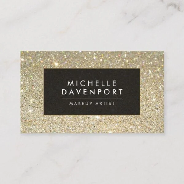 Classic Gold Glitter Makeup Artist Business Card