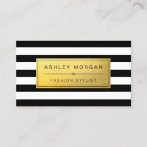 Classic Golden Label with Black White Stripes Business Card