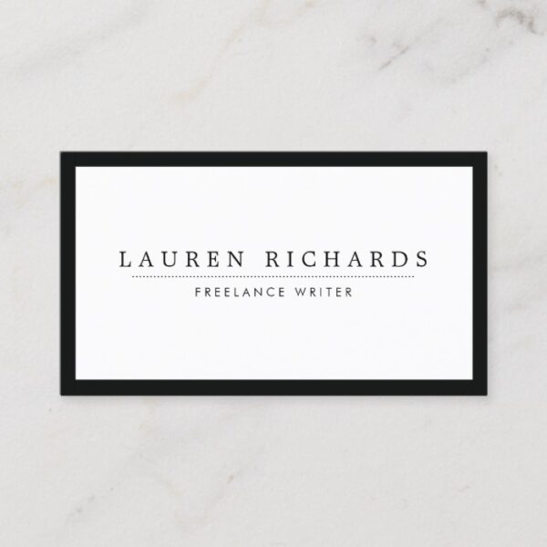 Classic Luxe Black and White with Social Media Business Card