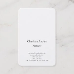 Classical plain simple minimalist elegant white business card
