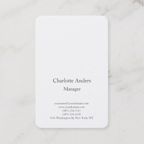 Classical plain simple minimalist elegant white business card