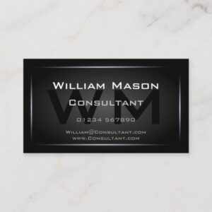 Classy Black Framed Monogram Professional Business Card