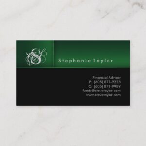 Classy Professional Black Green Business Card