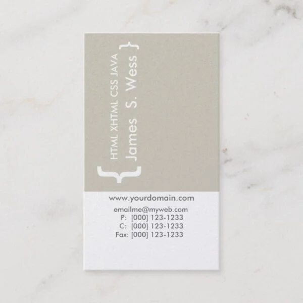 Coder Minimal CSS Computer Programmer Techie Business Card