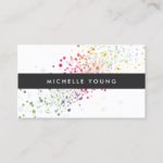 Colorful Confetti Bokeh on White Modern Business Card
