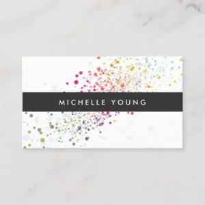 Colorful Confetti Bokeh on White Modern Business Card