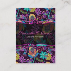 Colorful Floral Design Glass-Beads Look Business Card