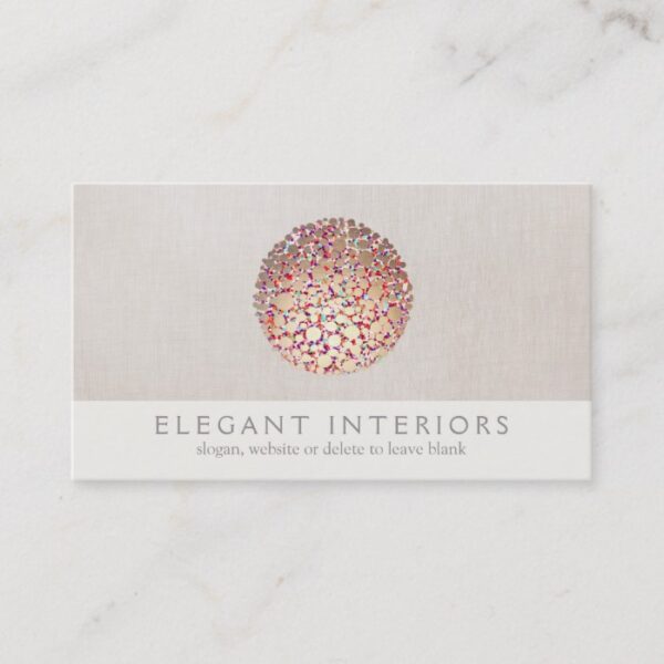 Colorful Gold  Circles Sphere Interior Designer Business Card