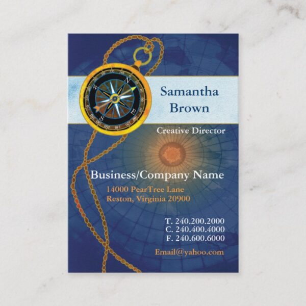 Compass Blue Professional Business Cards