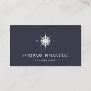 Compass Navy Blue Nautical Financial Advisor Business Card