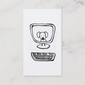 Computer Dog - fun fresh ink drawing new art Business Card