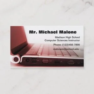 Computer Laptop Keyboard Technician Teacher Info Business Card