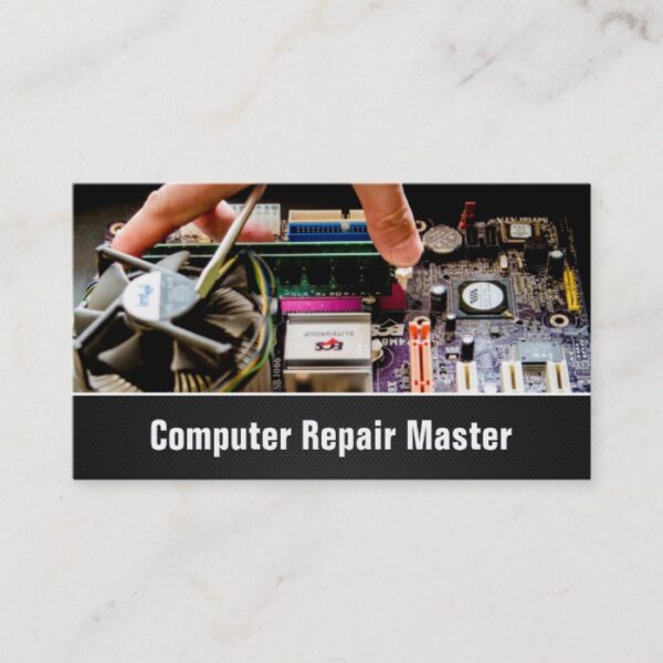 Computer Repair Technician PC Motherboard Photo Business Card