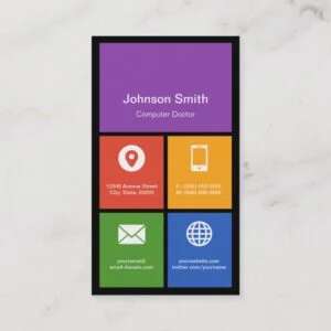 Computer Retailer Repair Colorful Tiles Your Logo Business Card