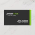 Computer Teacher – Modern Minimalist Green Business Card