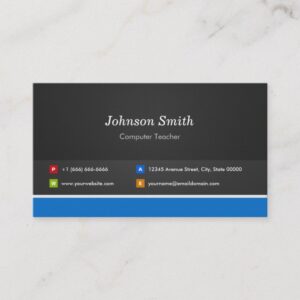 Computer Teacher - Professional Customizable Business Card