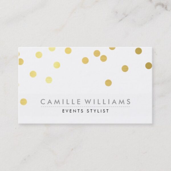 CONFETTI modern cute polka dot pattern gold foil Business Card