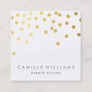 CONFETTI modern cute polka dot pattern gold foil Square Business Card