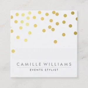 CONFETTI modern cute polka dot pattern gold foil Square Business Card