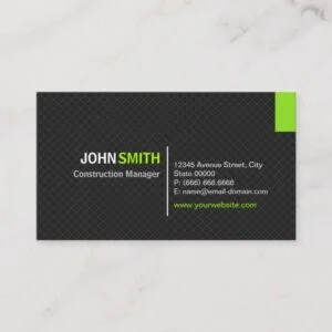 Construction Manager - Modern Twill Grid Business Card