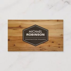 Construction Manager - Modern Wood Grain Look Business Card