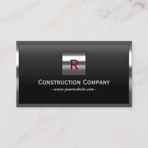 Construction Metal Framed Monogram Professional Business Card