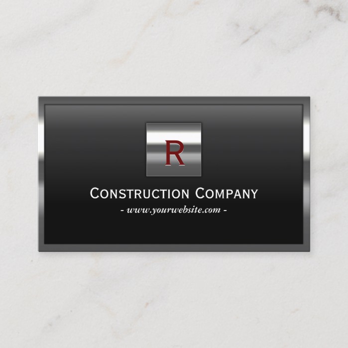 Construction Metal Framed Monogram Professional Business Card