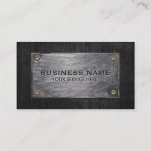 Construction Professional Dark Wood & Metal Business Card