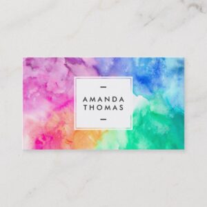 Cool abstract multi color watercolors modern art business card