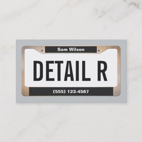 Cool Auto Detailer Gold Licensed Plate Detailing Business Card