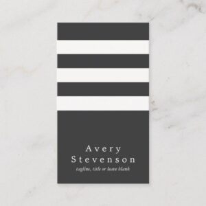 Cool Black and White Striped Modern Vertical Hip Business Card