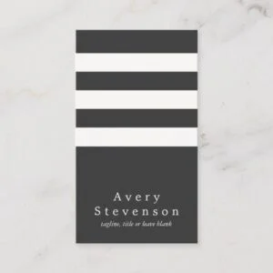 Cool Black and White Striped Modern Vertical Hip Business Card