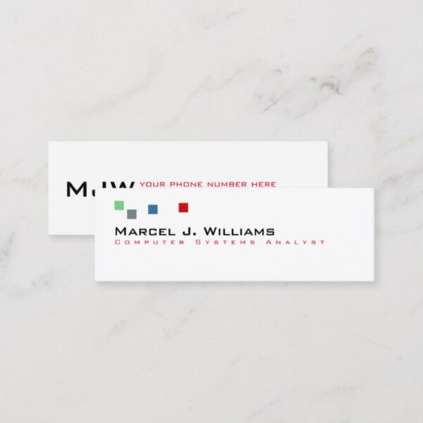 cool color pixels modern professional white mini business card