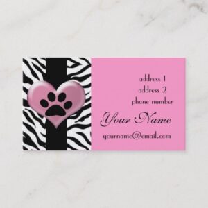 cool elegant zebra paw print business card