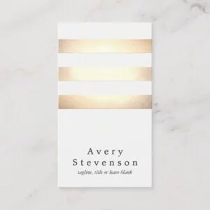 Cool Faux Gold Foil and White Striped Modern Business Card