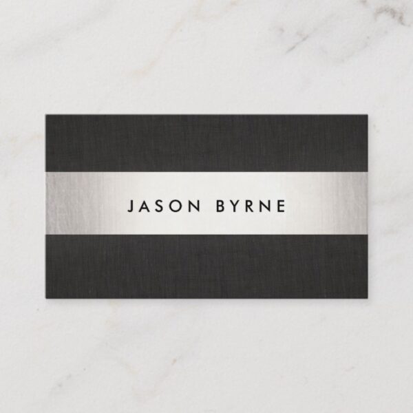 Cool Modern Black Silver Striped Professional Business Card